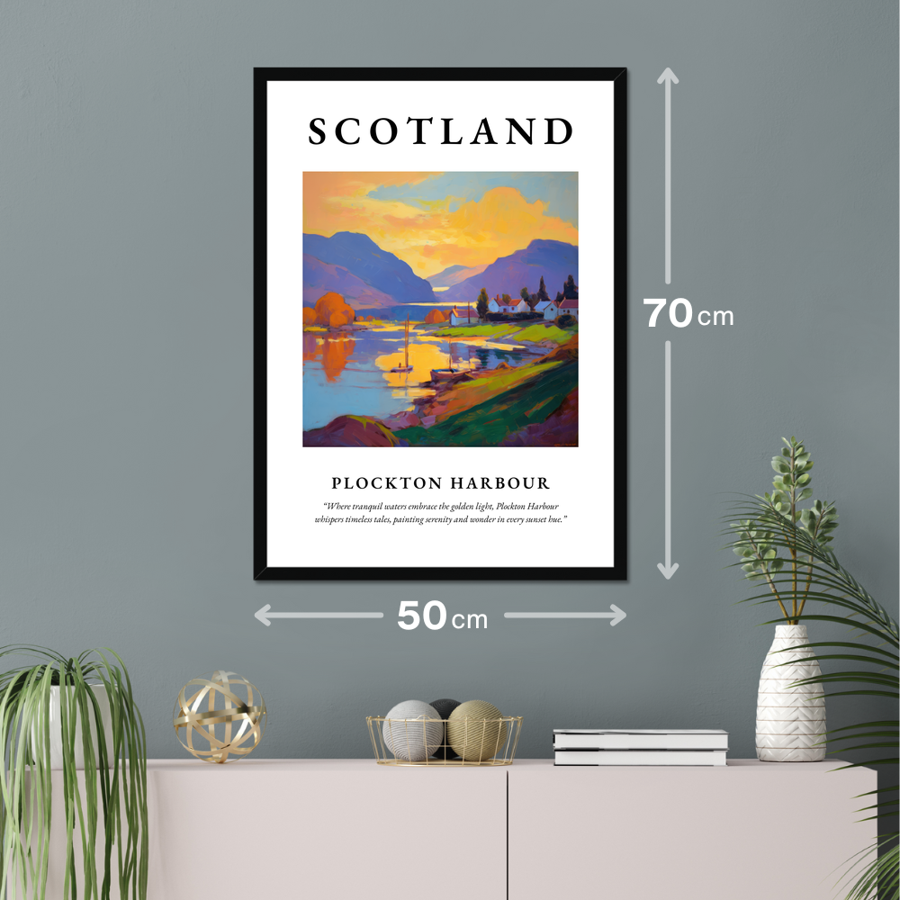 Poster of Plockton Harbour hanging on a wall