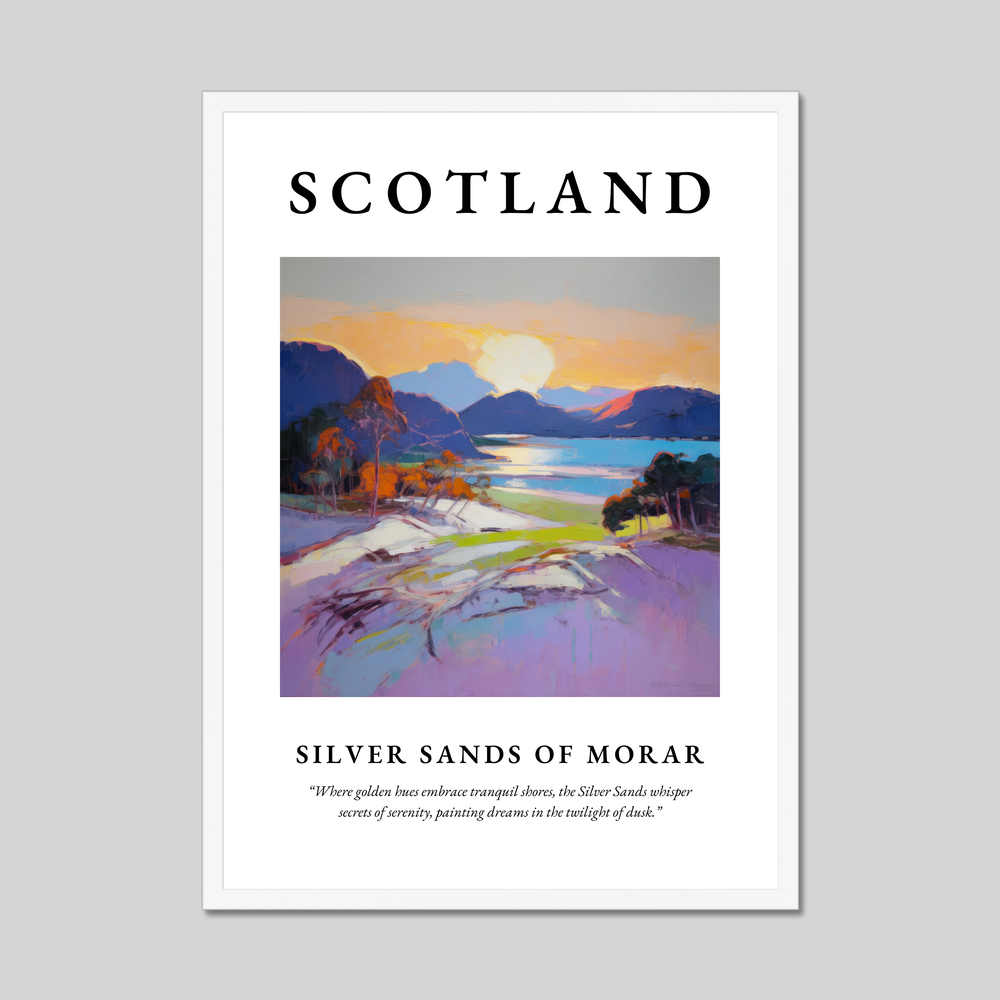 Poster in a white frame with the word Scotland