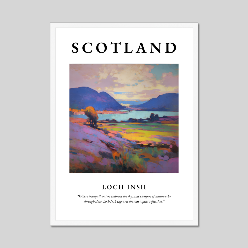 Poster in a white frame with the word Scotland