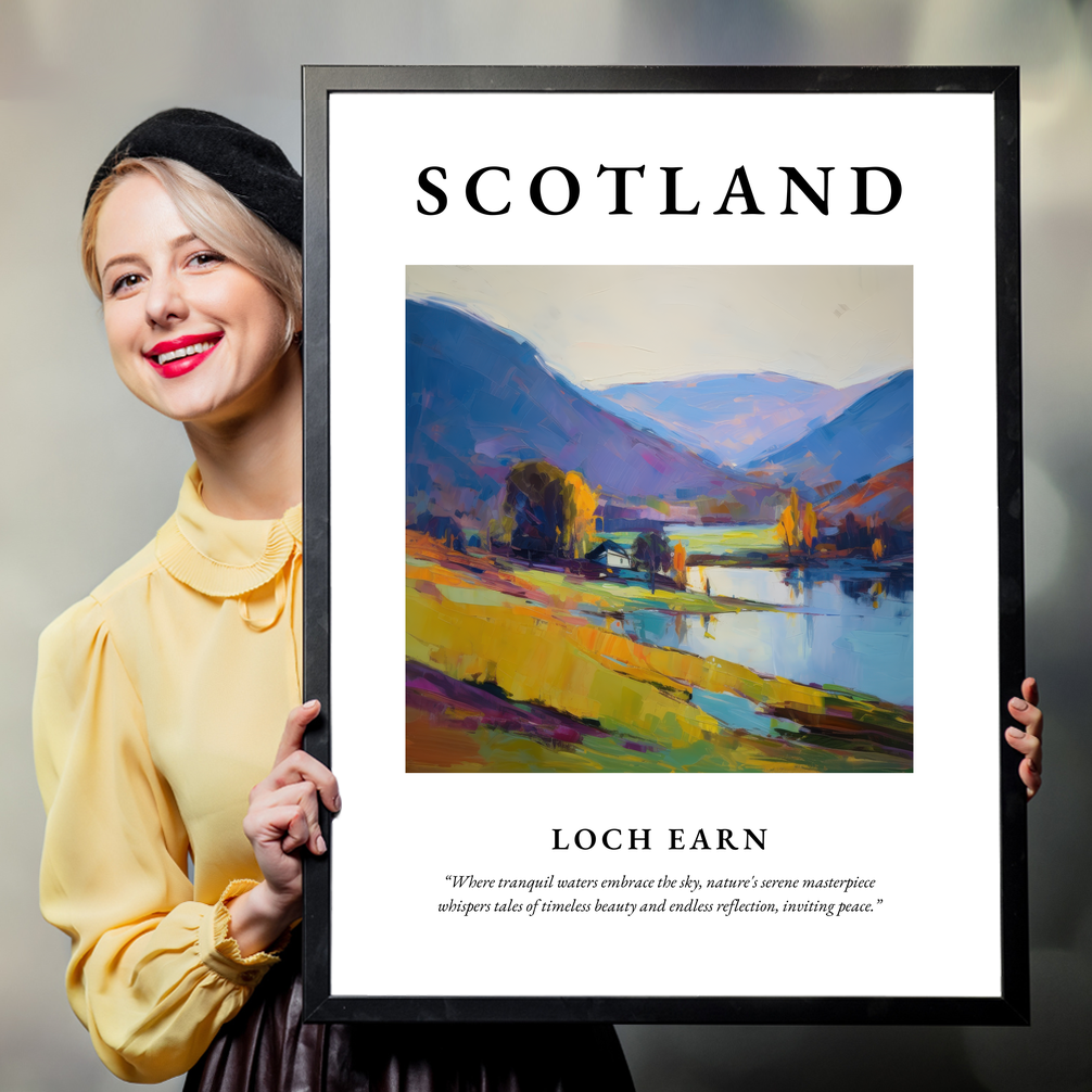 Person holding a poster of Loch Earn