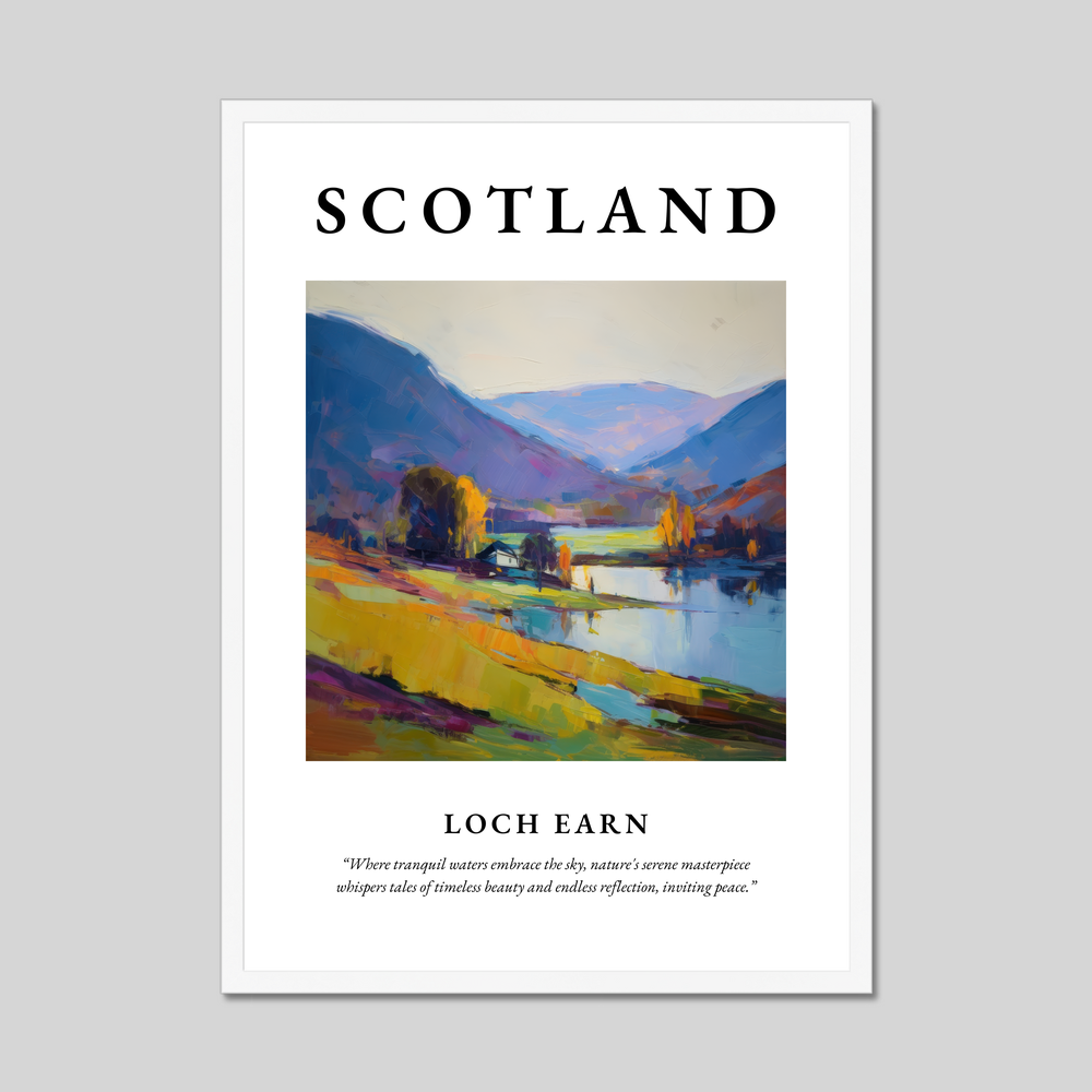 Poster in a white frame with the word Scotland