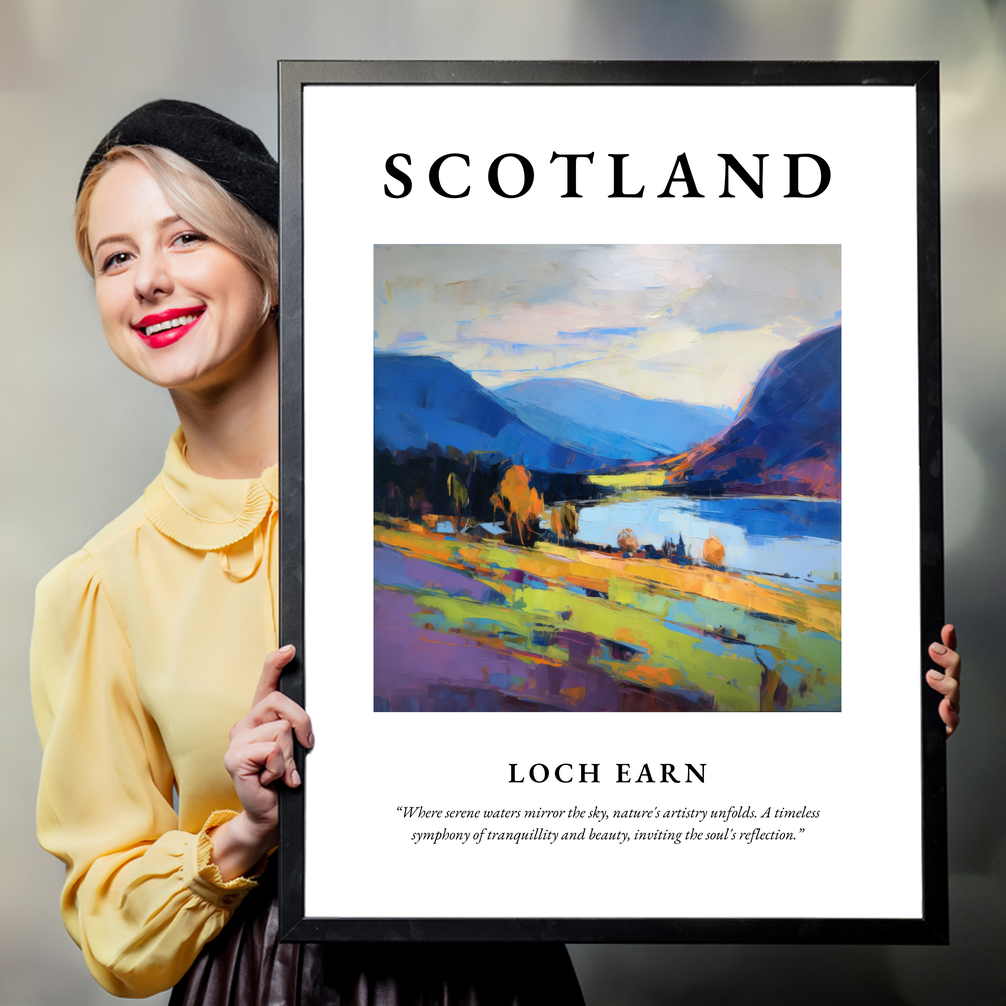 Person holding a poster of Loch Earn