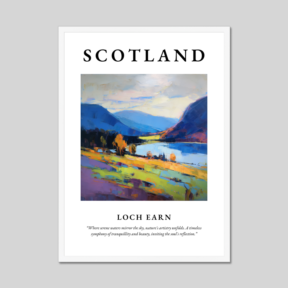 Poster in a white frame with the word Scotland