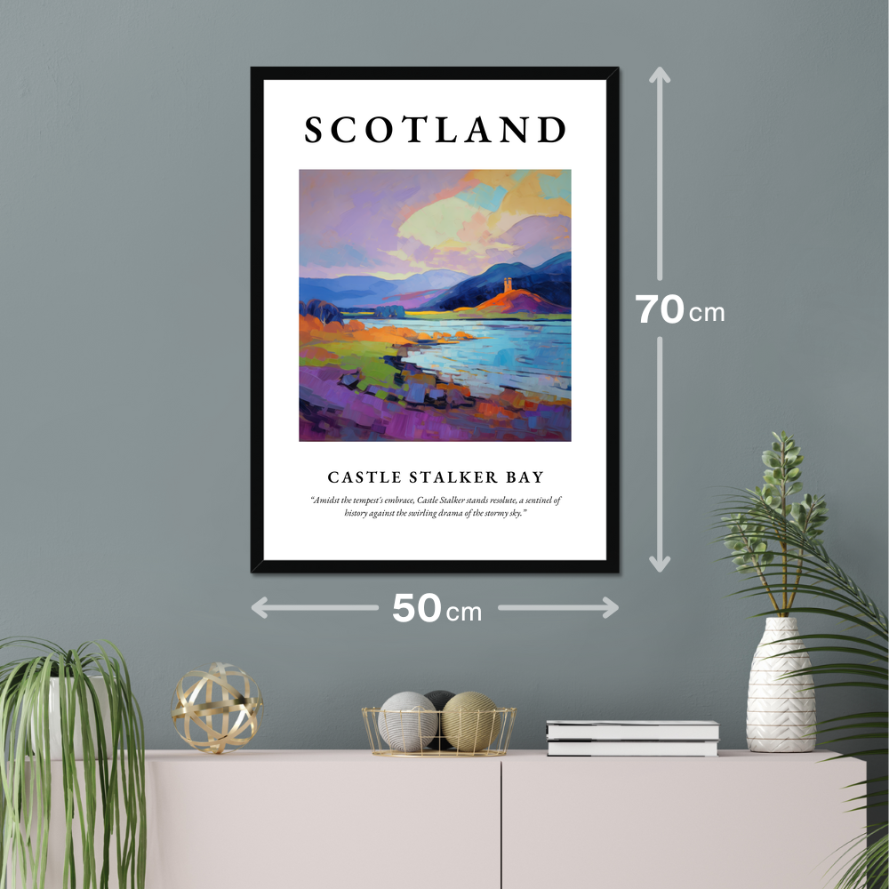 Poster of Castle Stalker Bay hanging on a wall