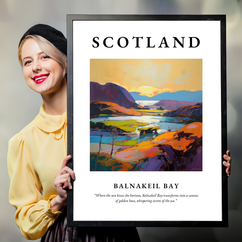 Person holding a poster of Balnakeil Bay