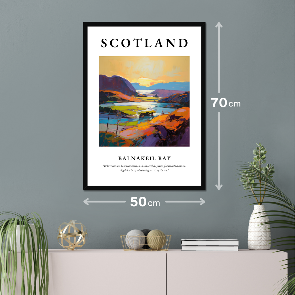 Poster of Balnakeil Bay hanging on a wall