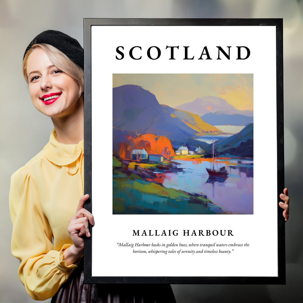 Person holding a poster of Mallaig Harbour