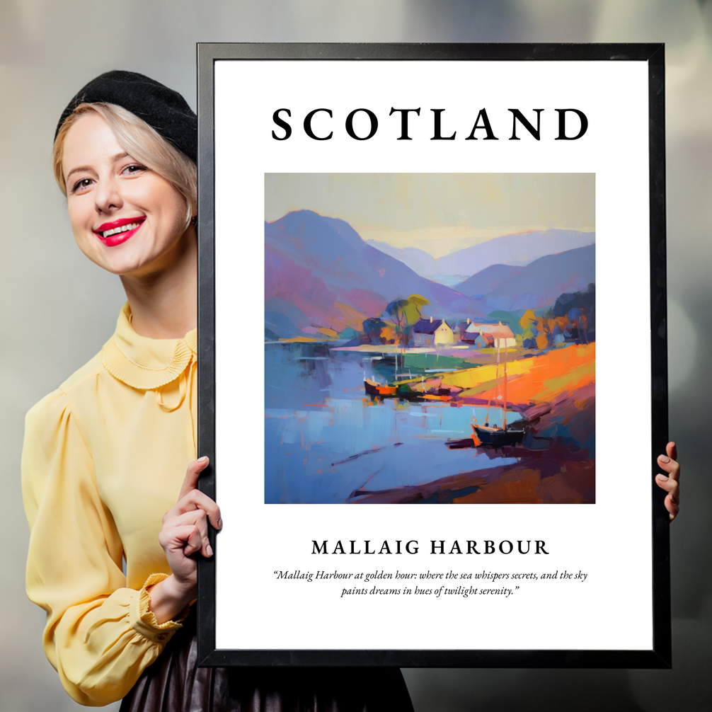 Person holding a poster of Mallaig Harbour