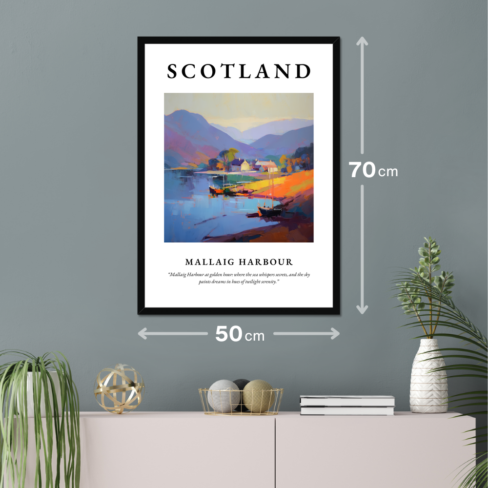 Poster of Mallaig Harbour hanging on a wall