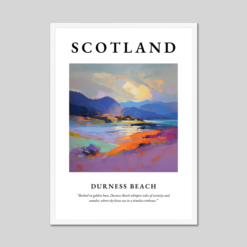 Poster in a white frame with the word Scotland