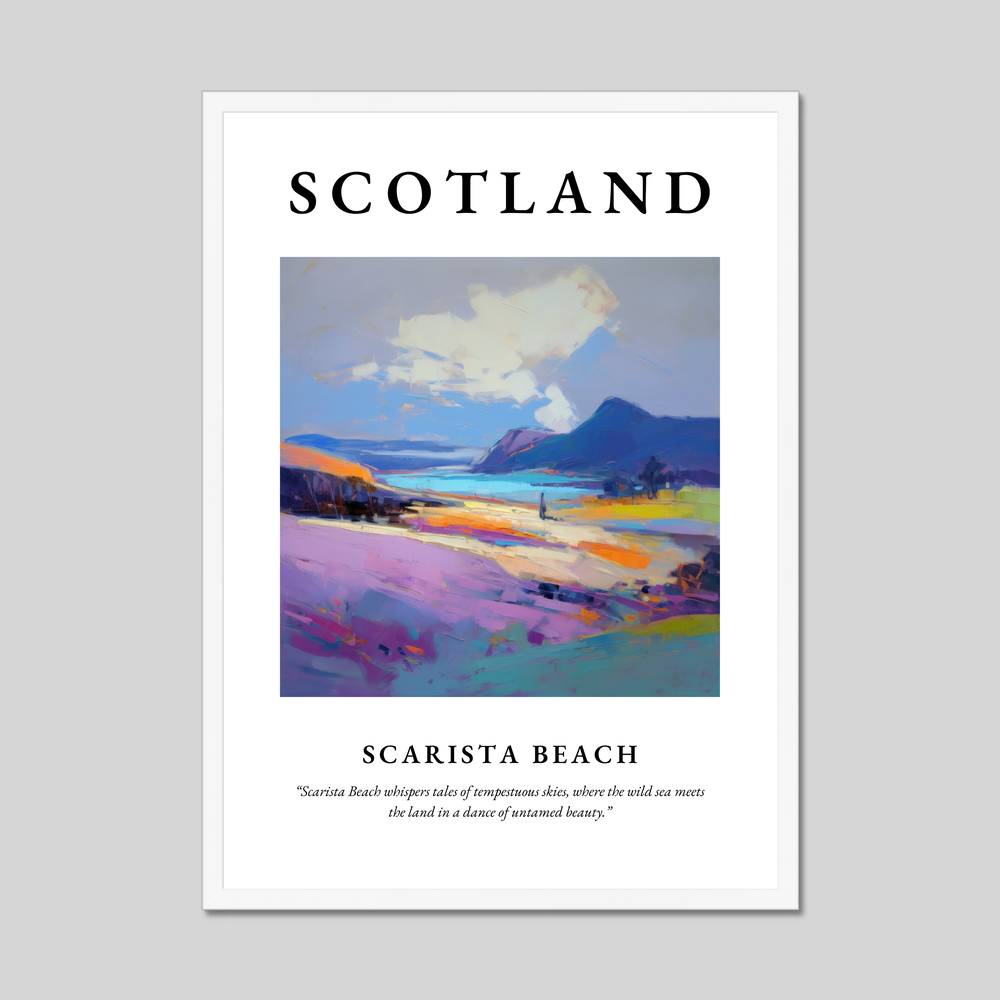 Poster in a white frame with the word Scotland