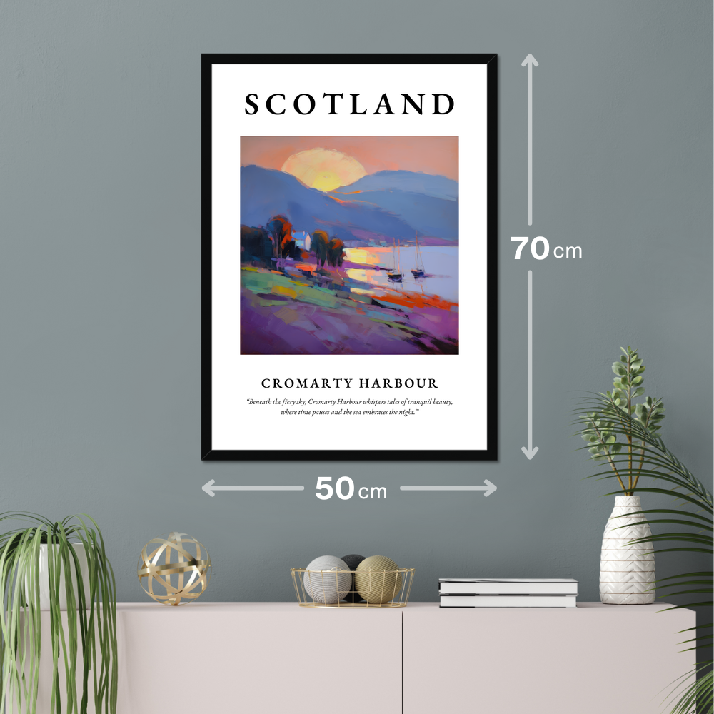 Poster of Cromarty Harbour hanging on a wall