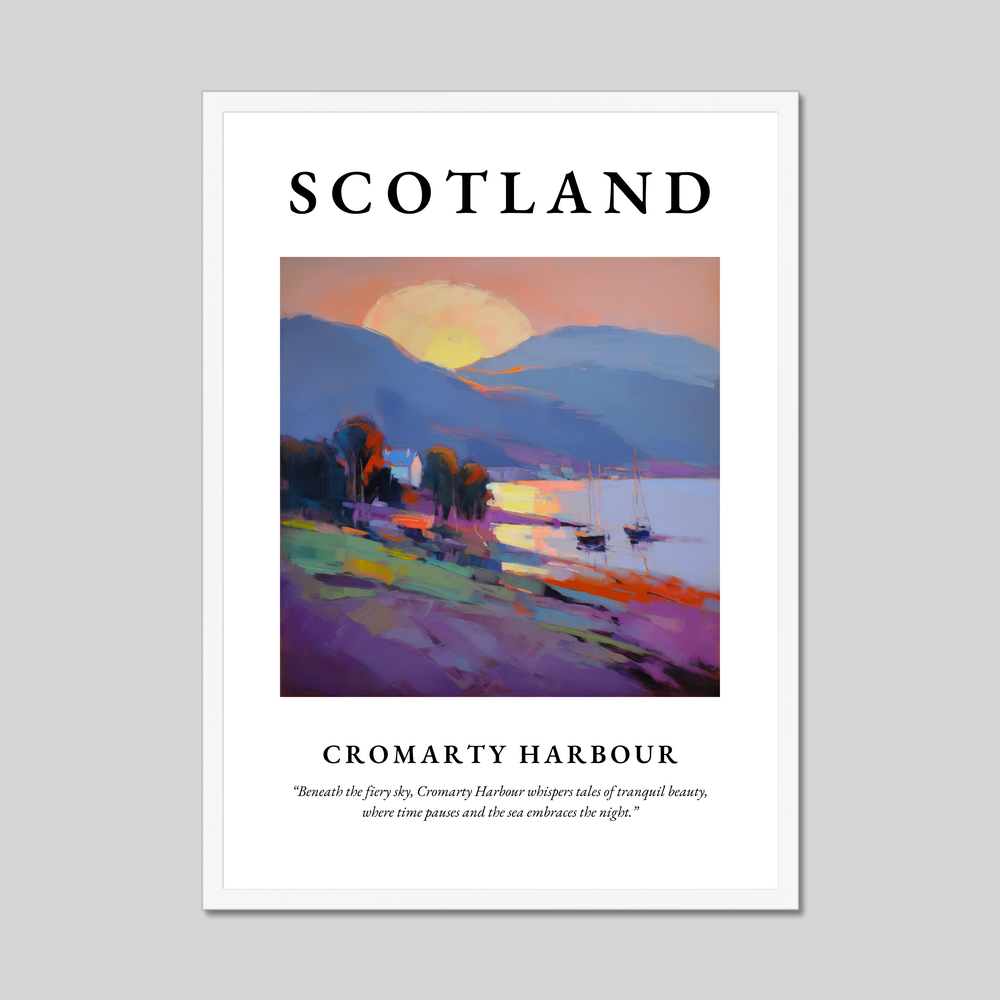 Poster in a white frame with the word Scotland