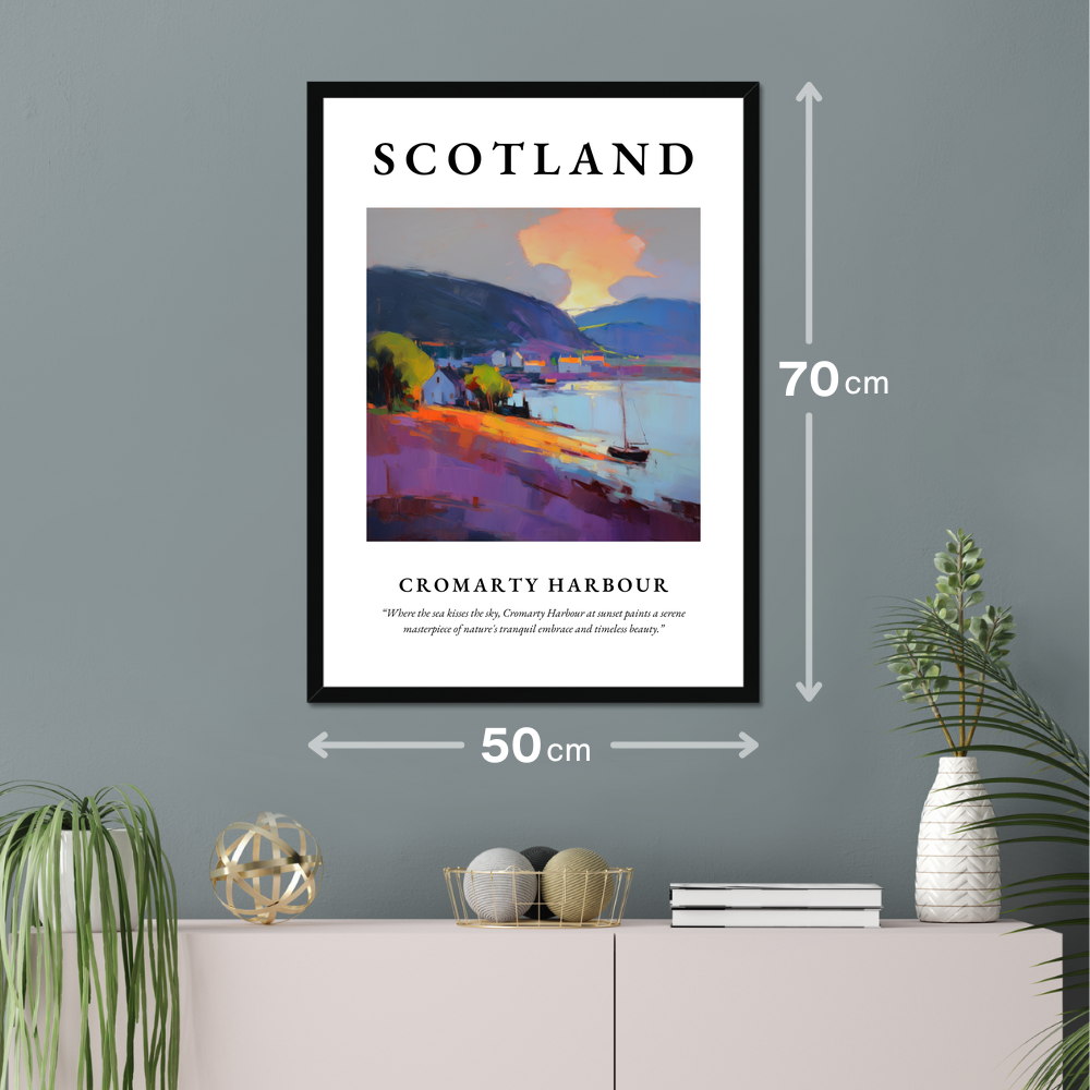 Poster of Cromarty Harbour hanging on a wall