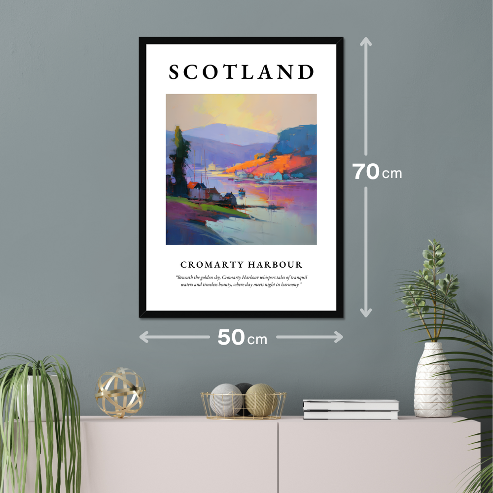 Poster of Cromarty Harbour hanging on a wall