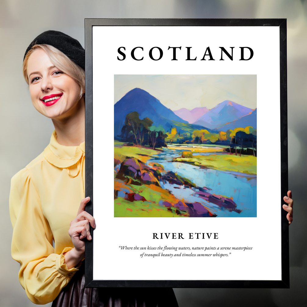 Person holding a poster of River Etive