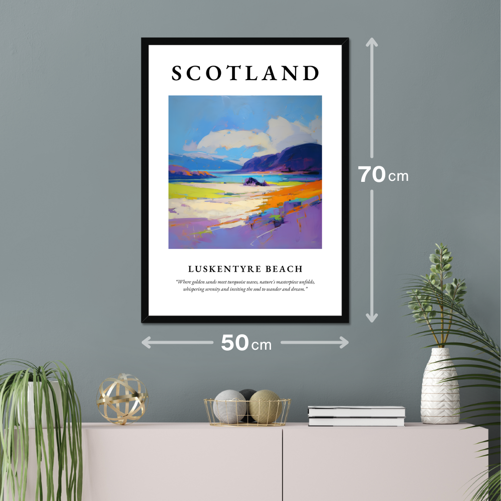 Poster of Luskentyre Beach hanging on a wall