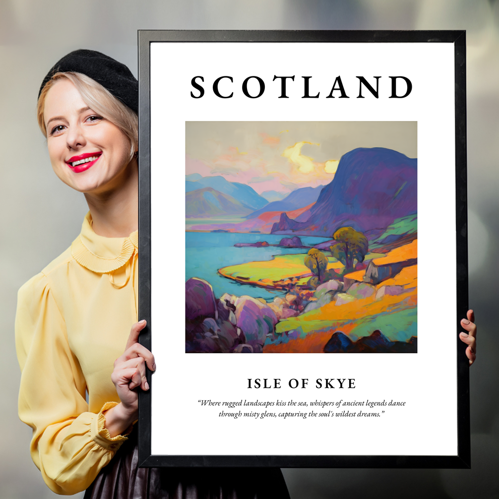 Person holding a poster of Isle of Skye