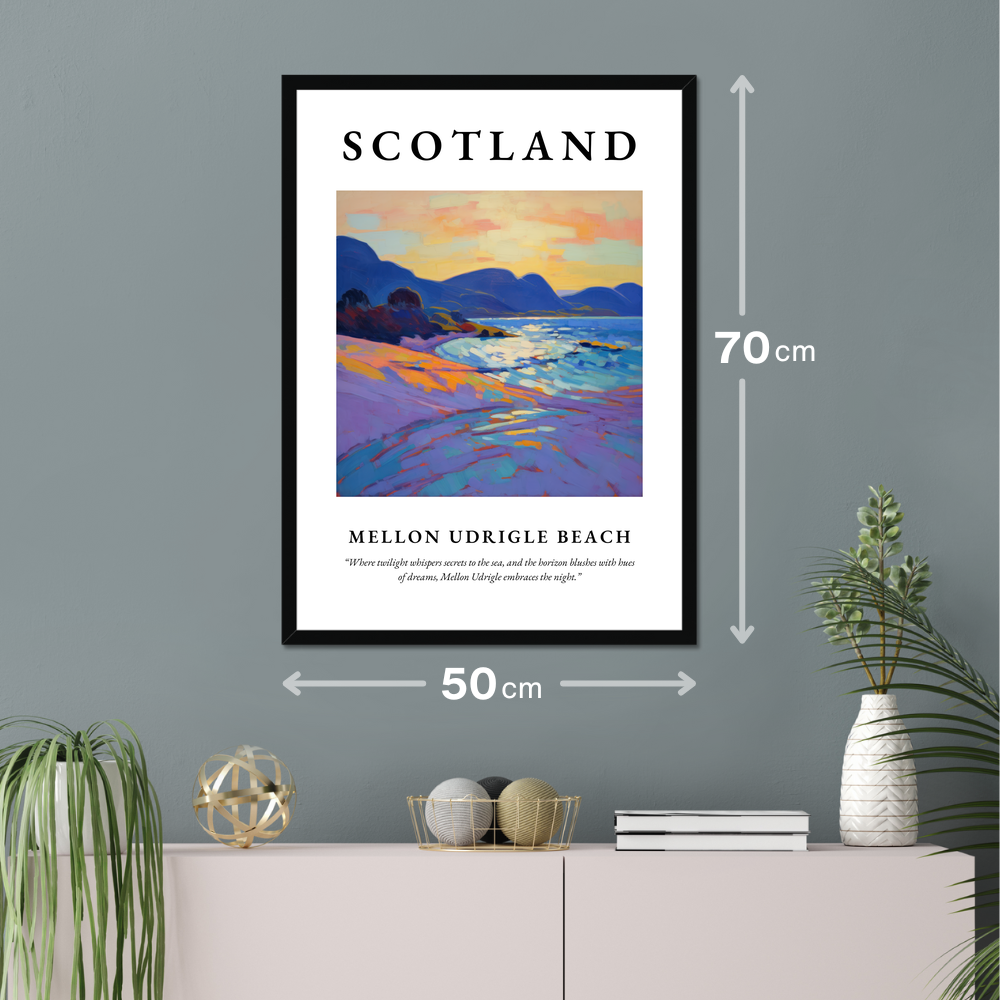 Poster of Mellon Udrigle Beach hanging on a wall