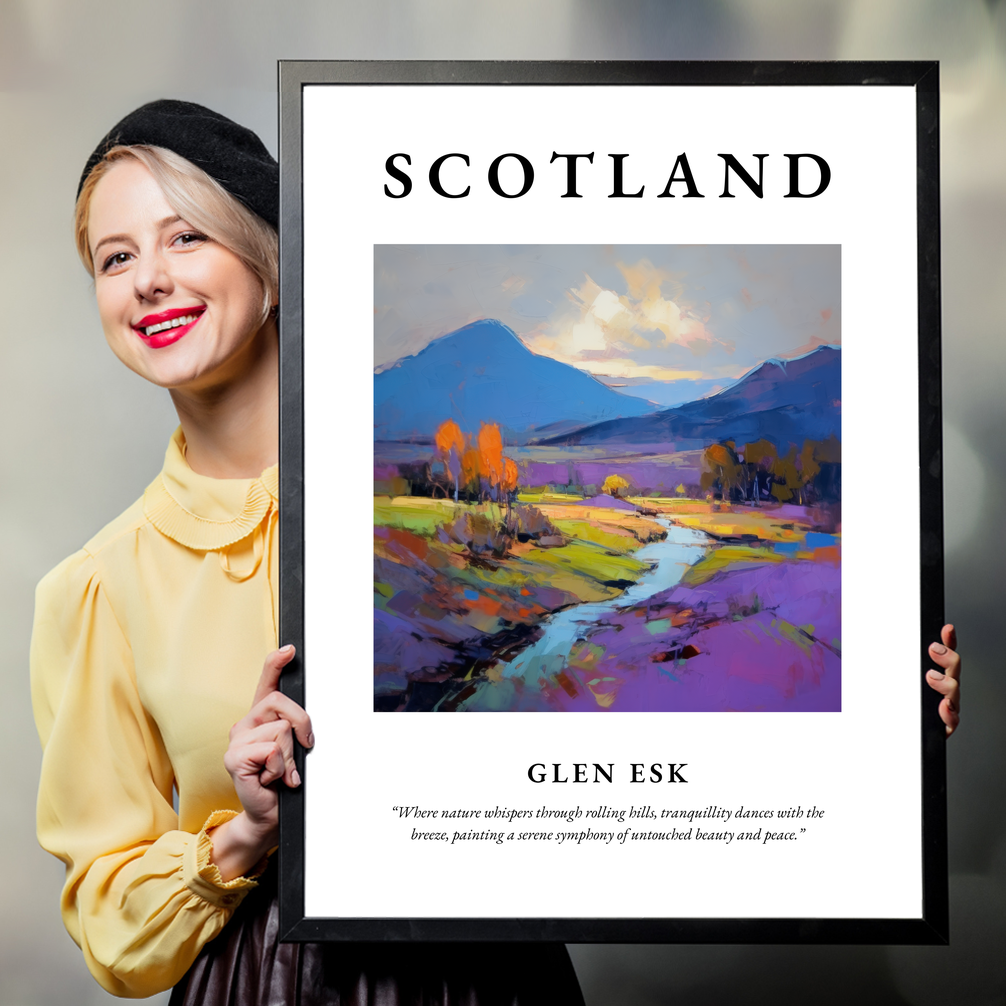 Person holding a poster of Glen Esk