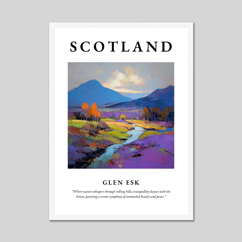 Poster in a white frame with the word Scotland