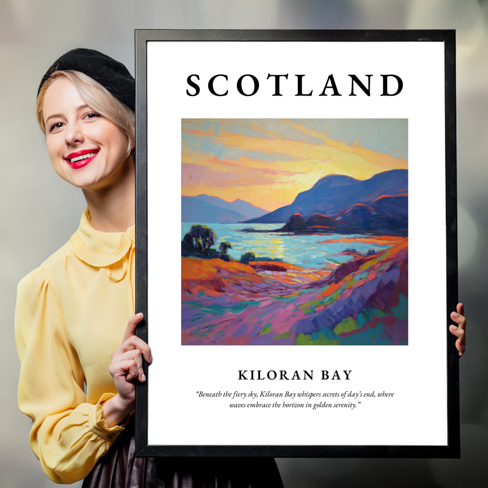 Person holding a poster of Kiloran Bay