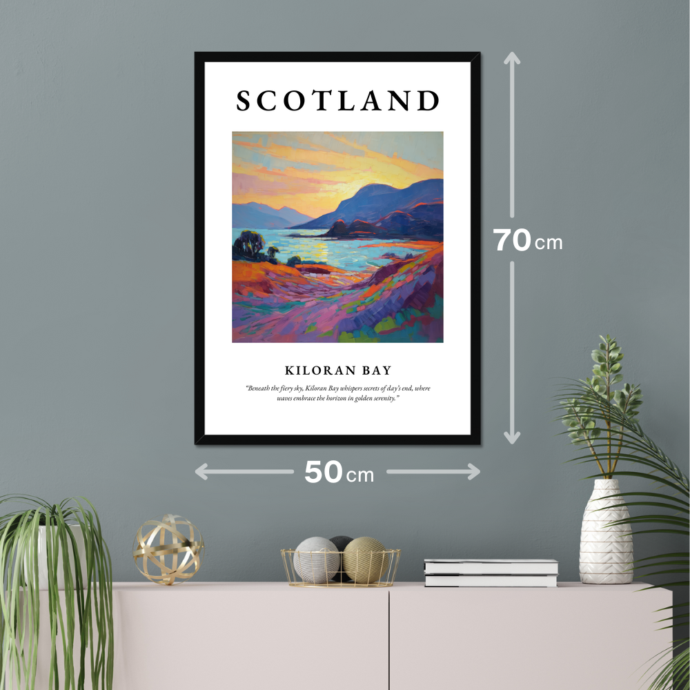 Poster of Kiloran Bay hanging on a wall