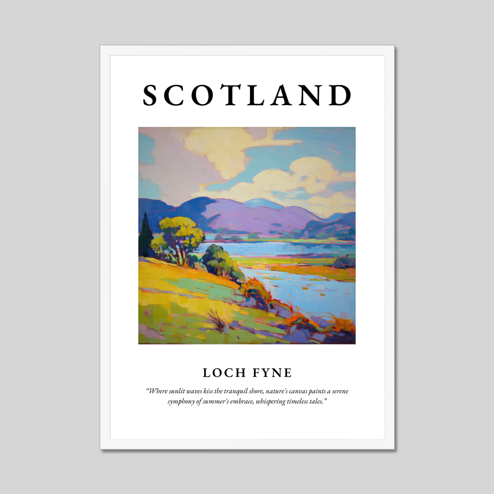 Poster in a white frame with the word Scotland