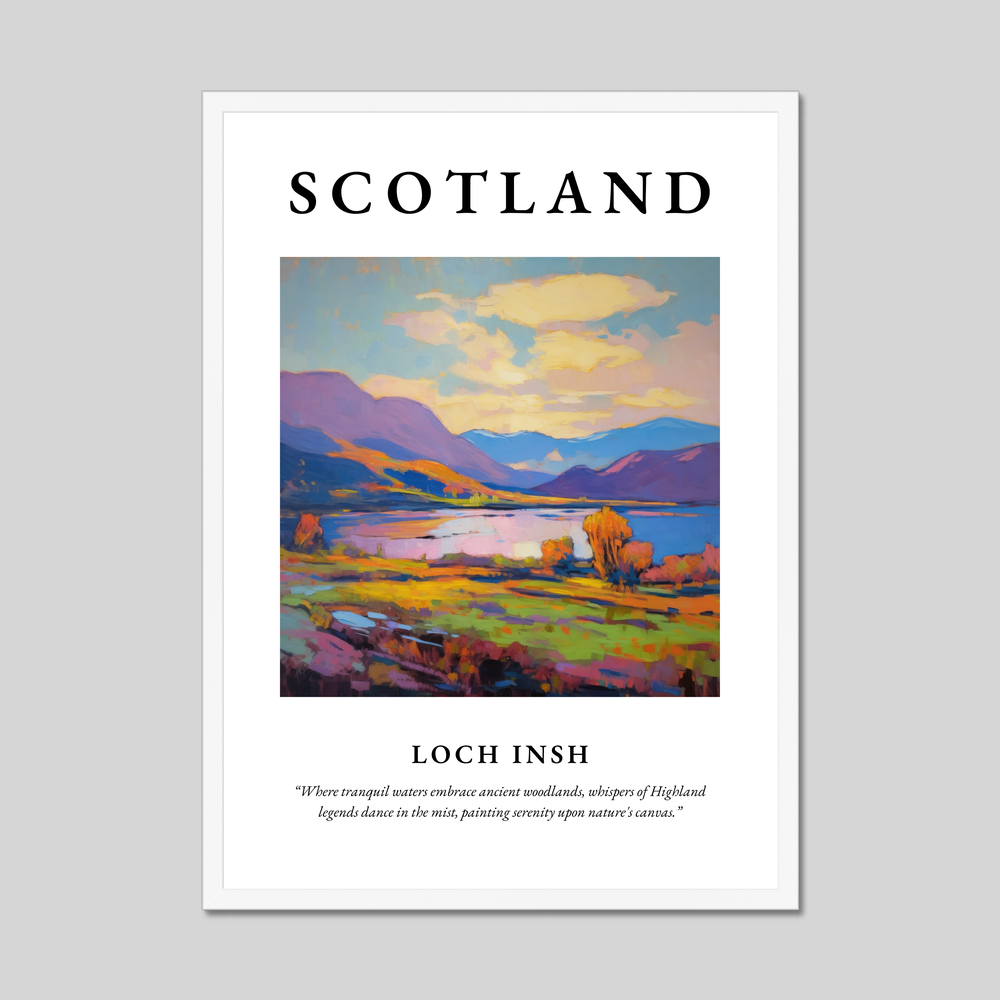 Poster in a white frame with the word Scotland