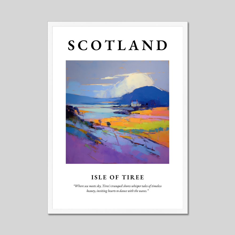 Poster in a white frame with the word Scotland