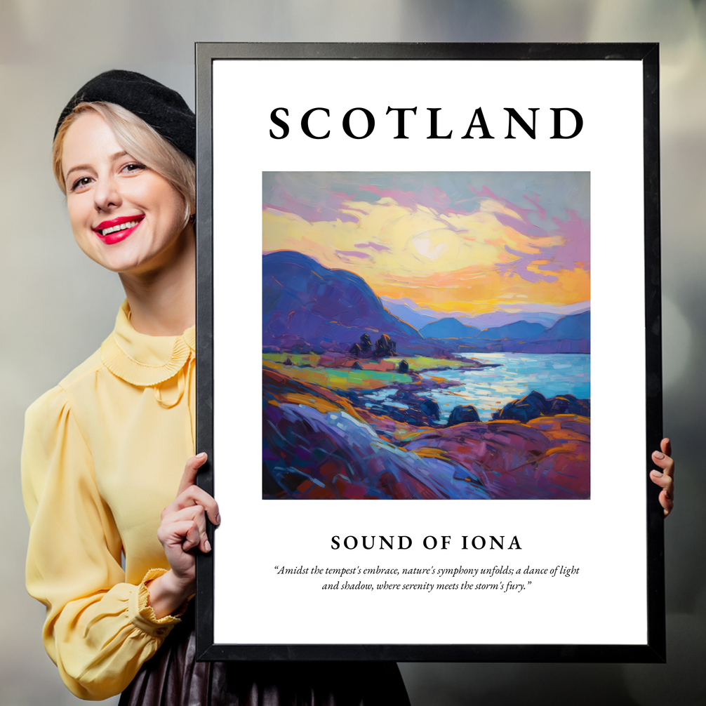 Person holding a poster of Sound of Iona