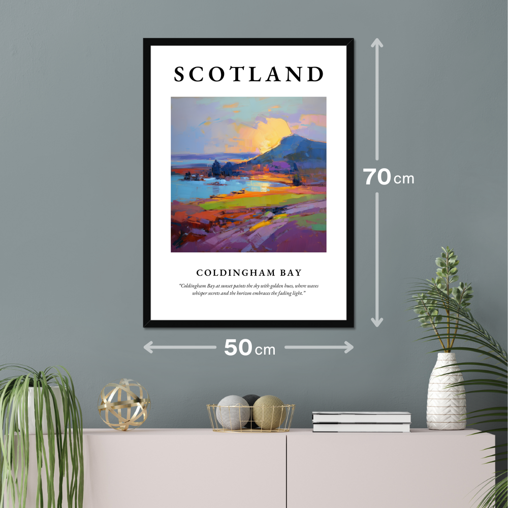 Poster of Coldingham Bay hanging on a wall