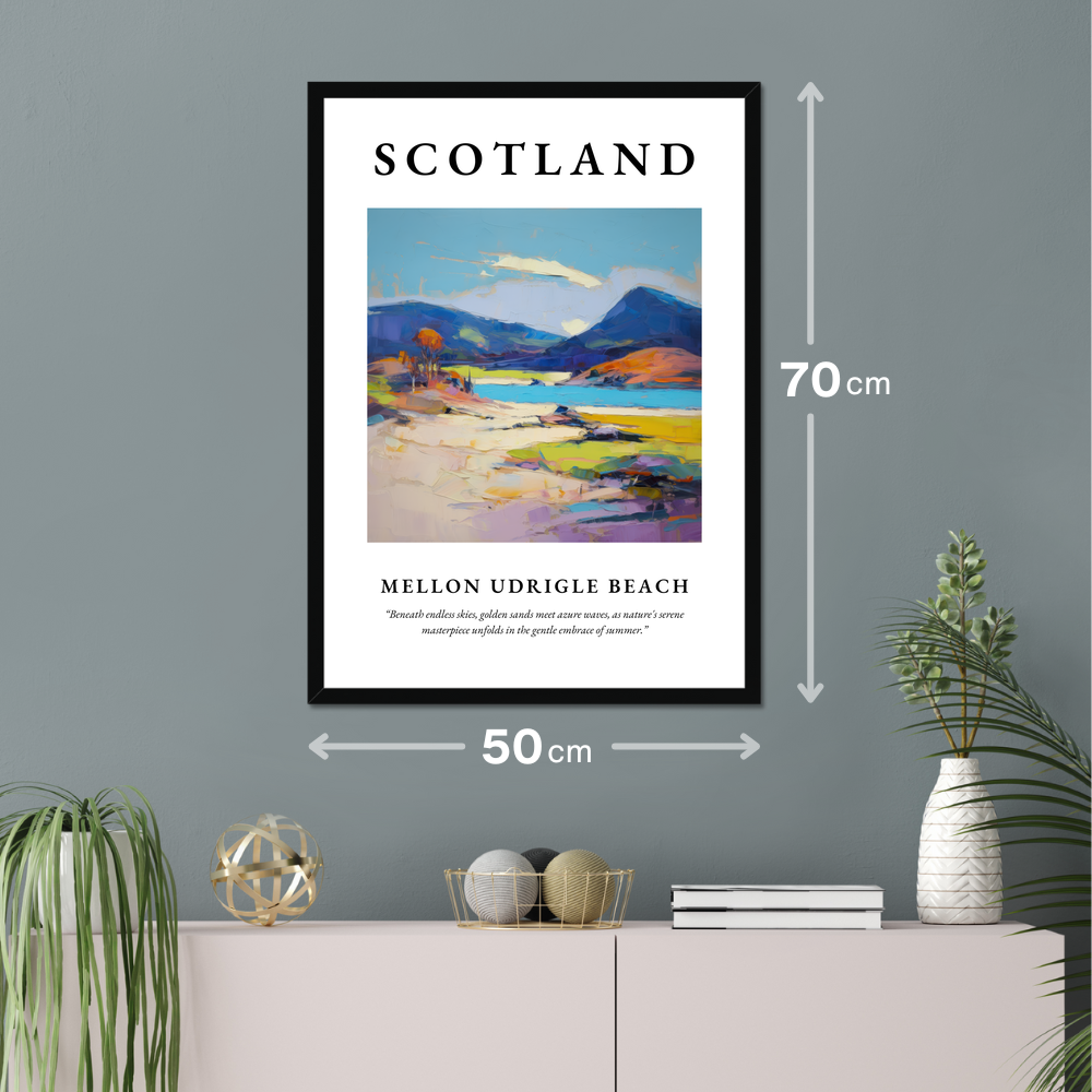 Poster of Mellon Udrigle Beach hanging on a wall