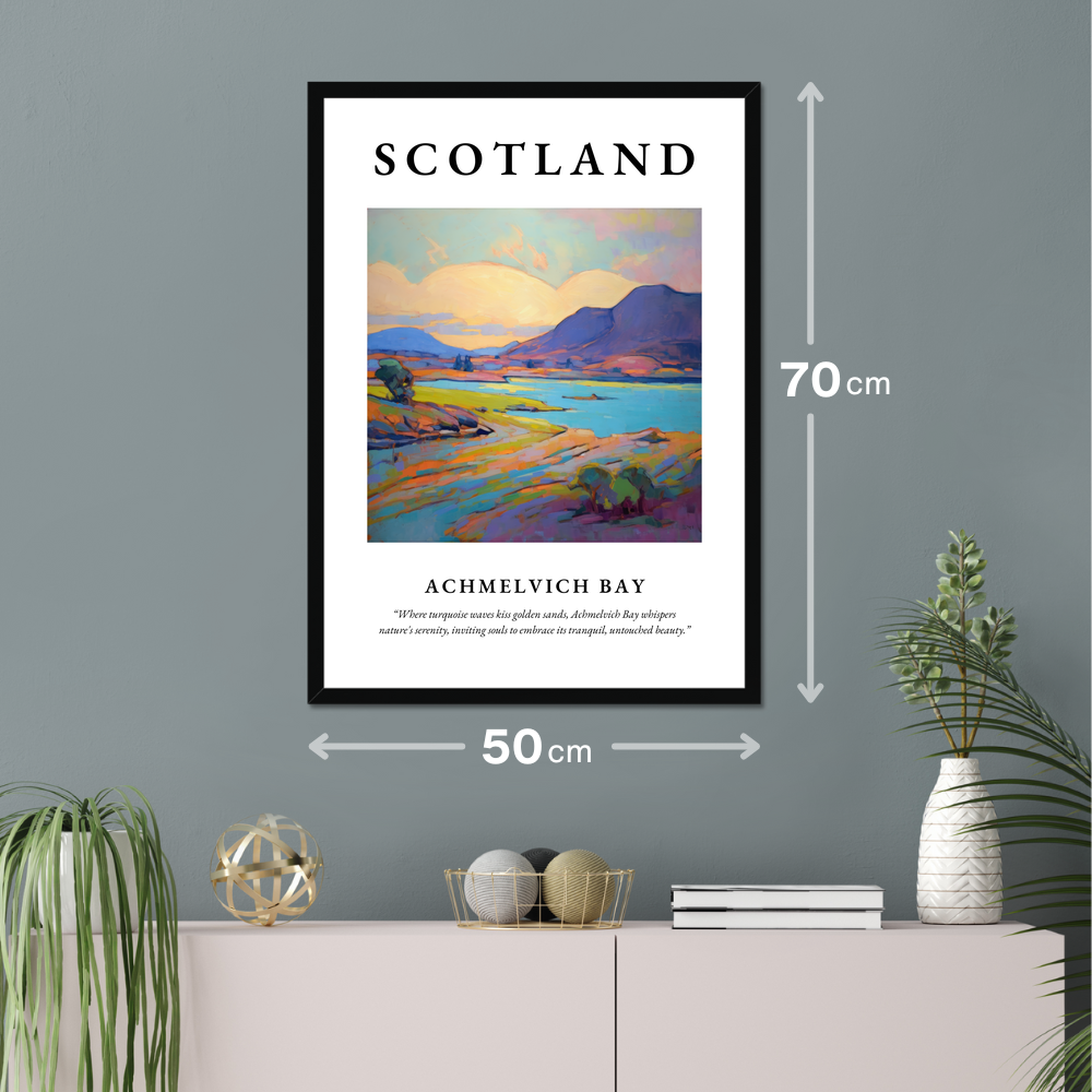 Poster of Achmelvich Bay hanging on a wall