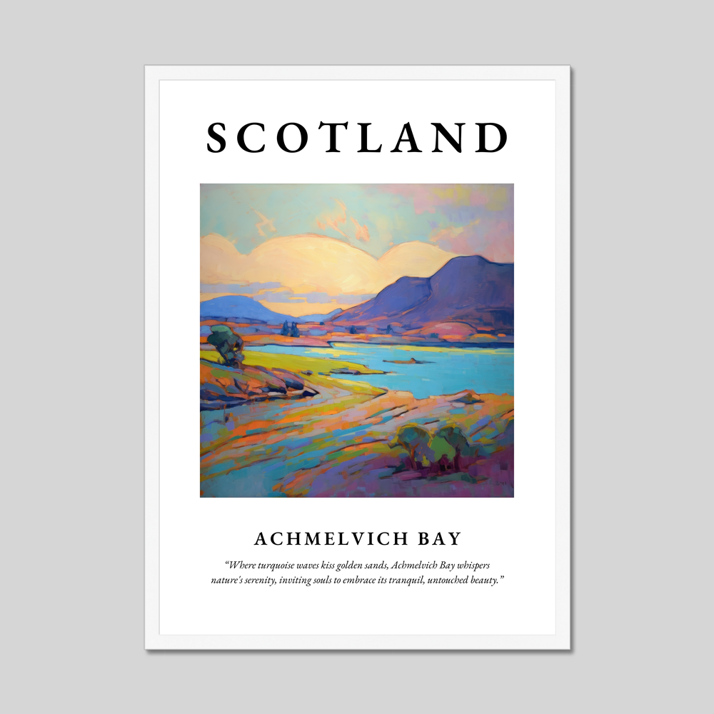 Poster in a white frame with the word Scotland