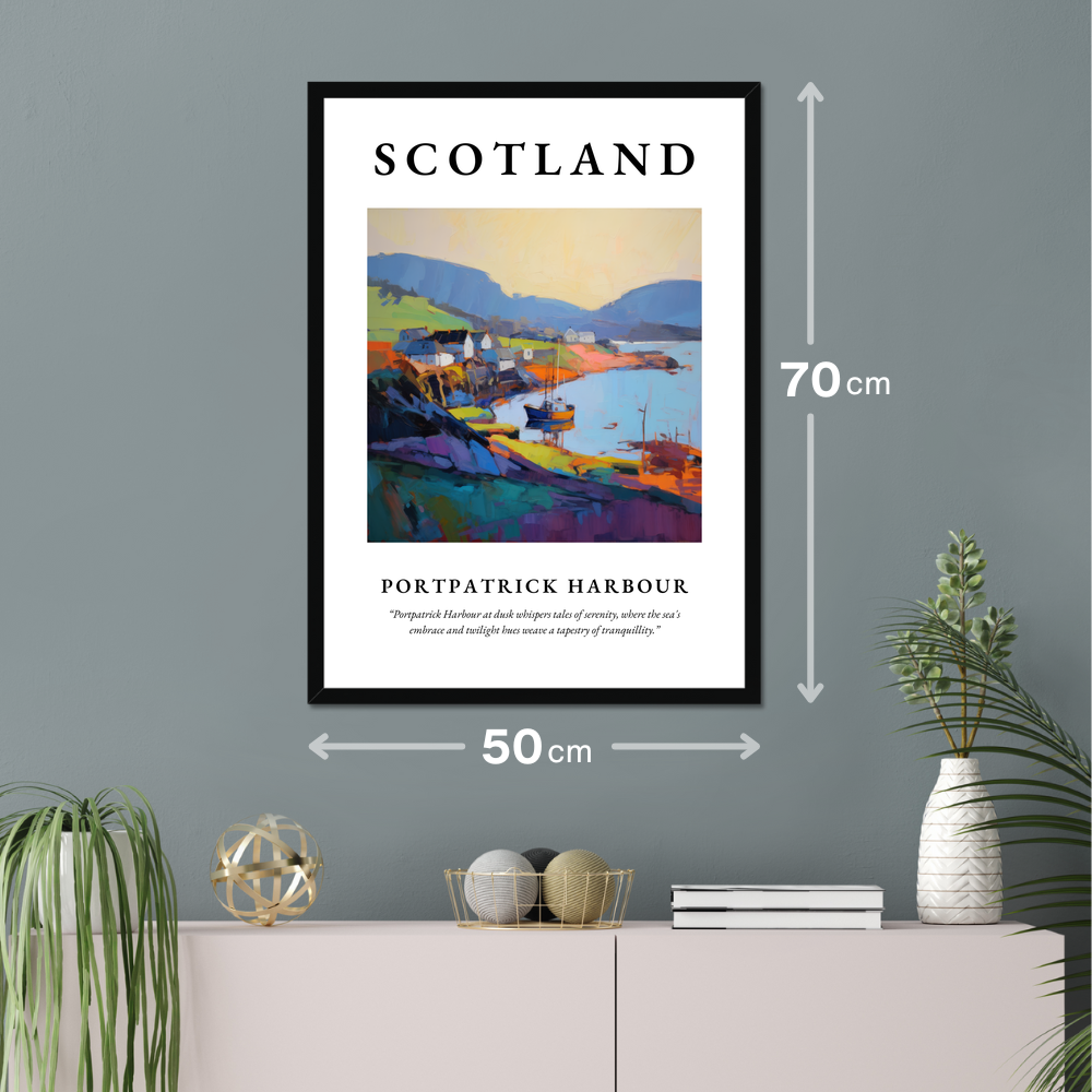 Poster of Portpatrick Harbour hanging on a wall