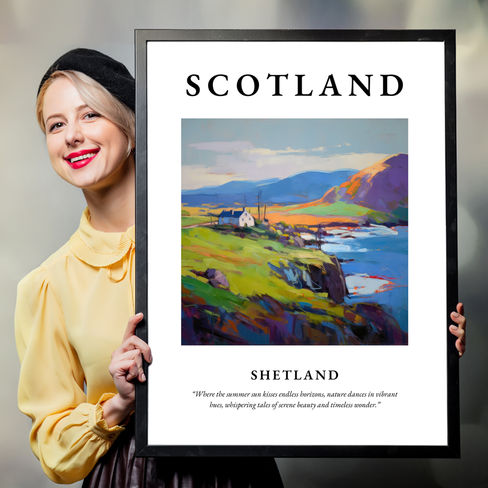 Person holding a poster of Shetland