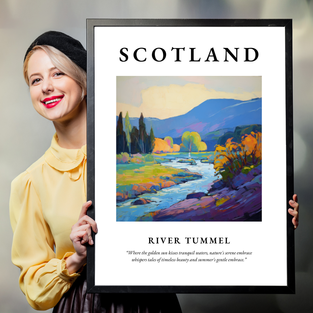 Person holding a poster of River Tummel