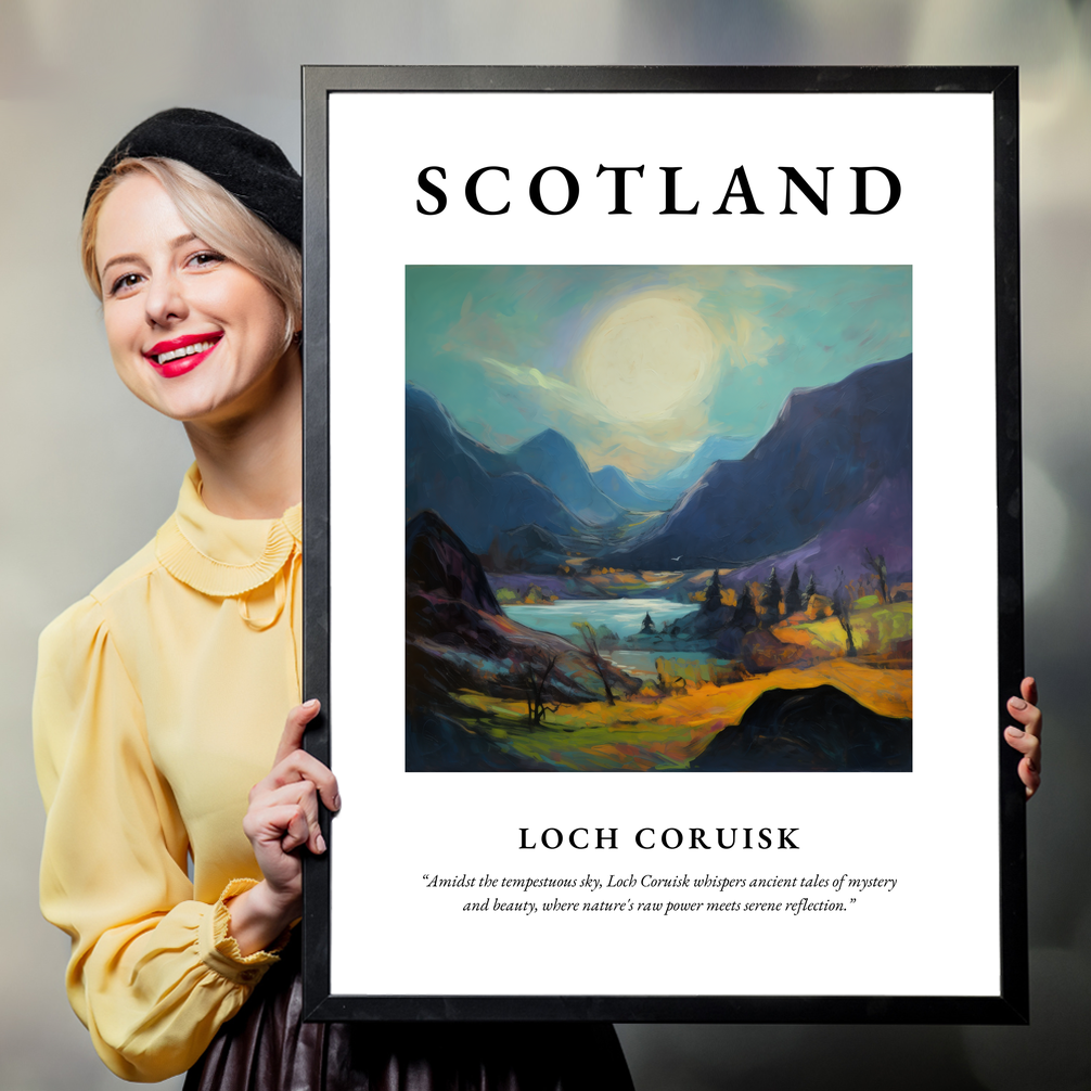 Person holding a poster of Loch Coruisk