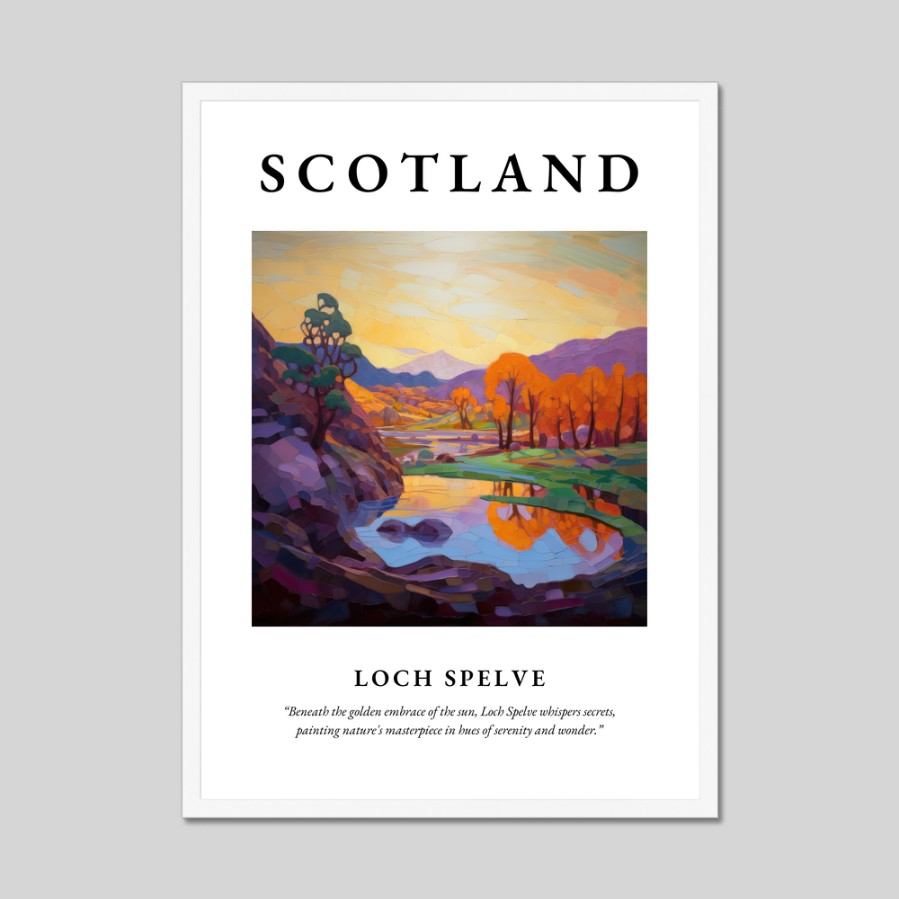 Poster in a white frame with the word Scotland