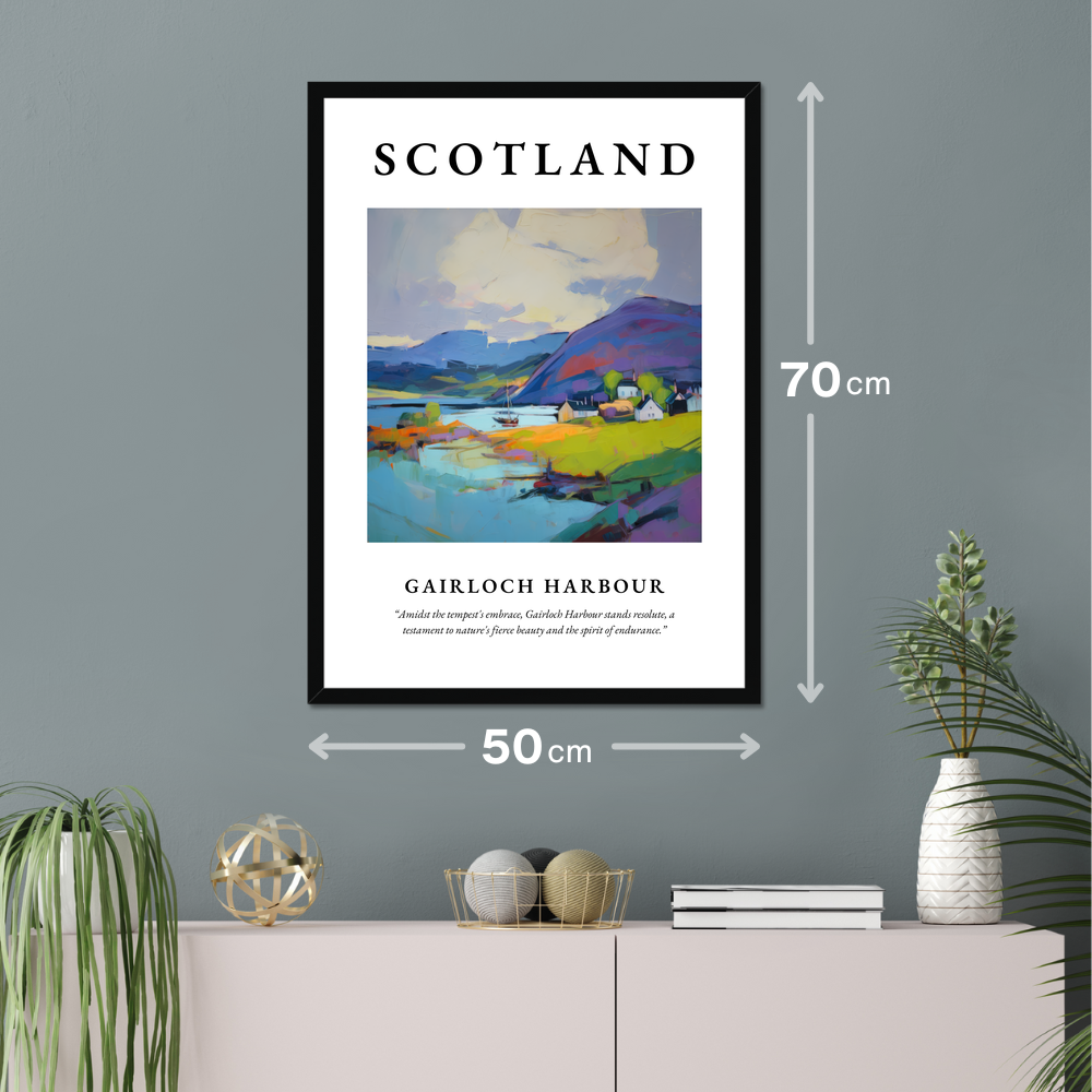 Poster of Gairloch Harbour hanging on a wall