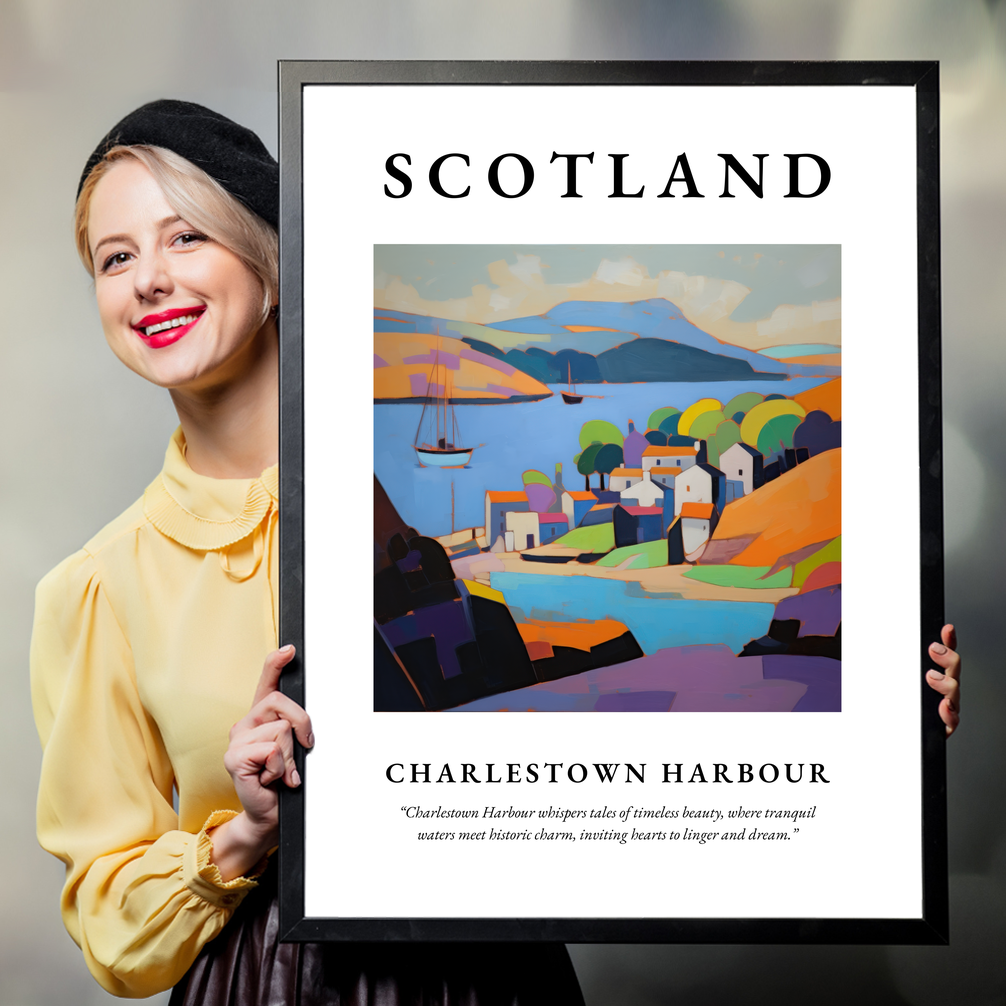 Person holding a poster of Charlestown Harbour