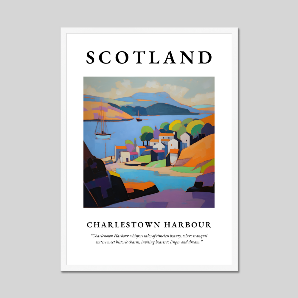 Poster in a white frame with the word Scotland