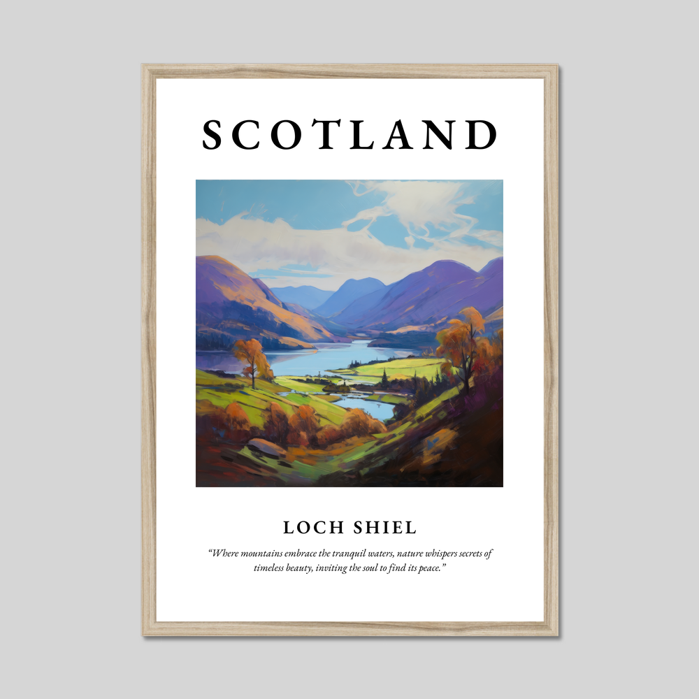 Poster in a natural frame with the word Scotland