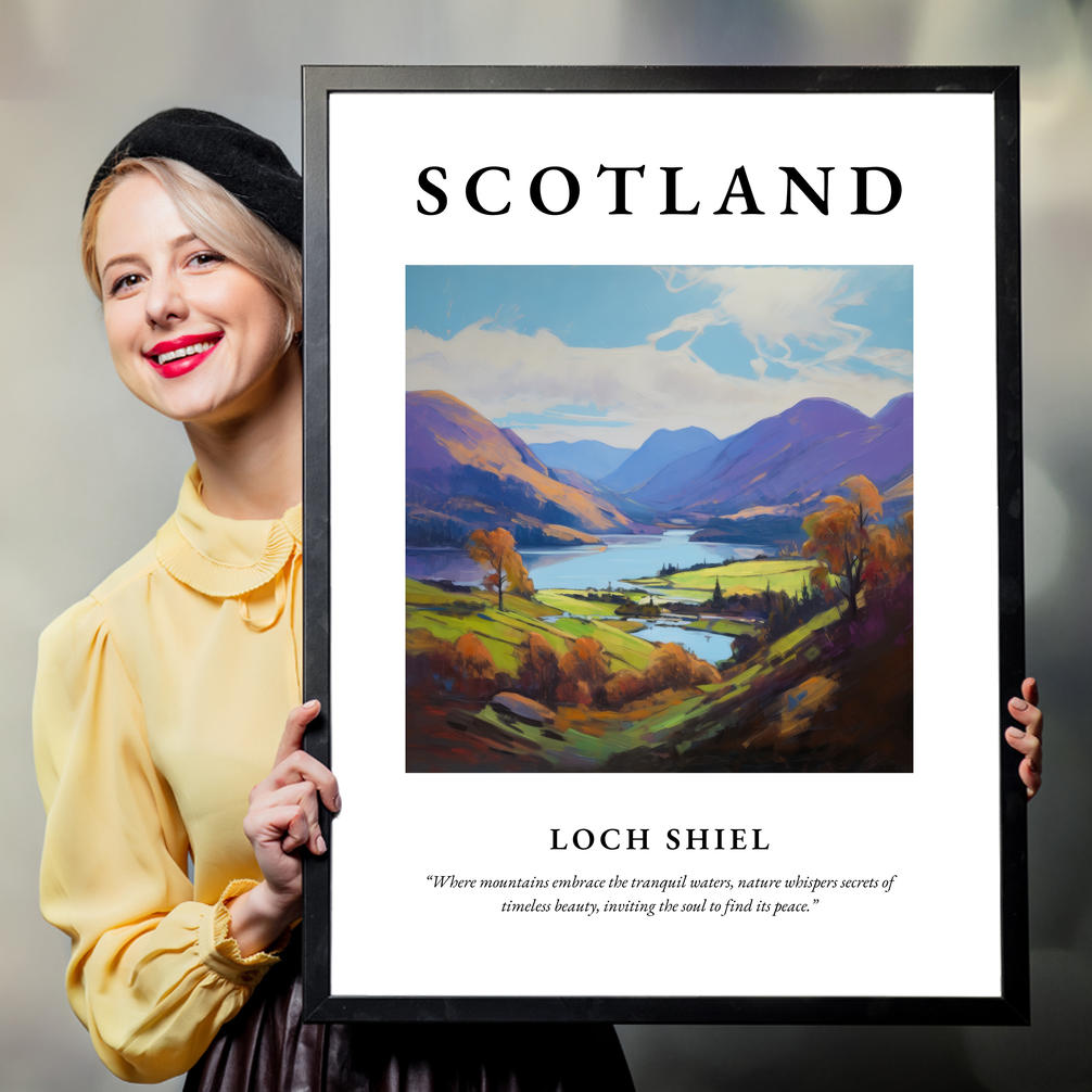 Person holding a poster of Loch Shiel