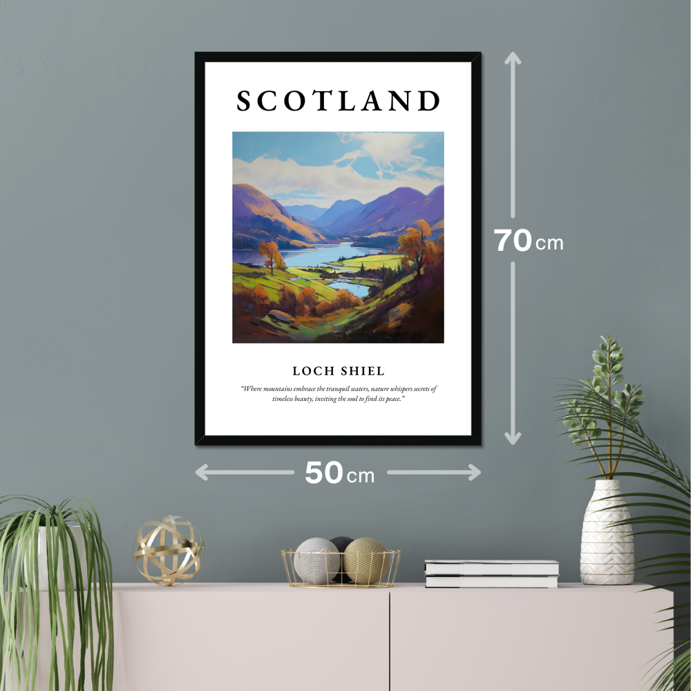 Poster of Loch Shiel hanging on a wall