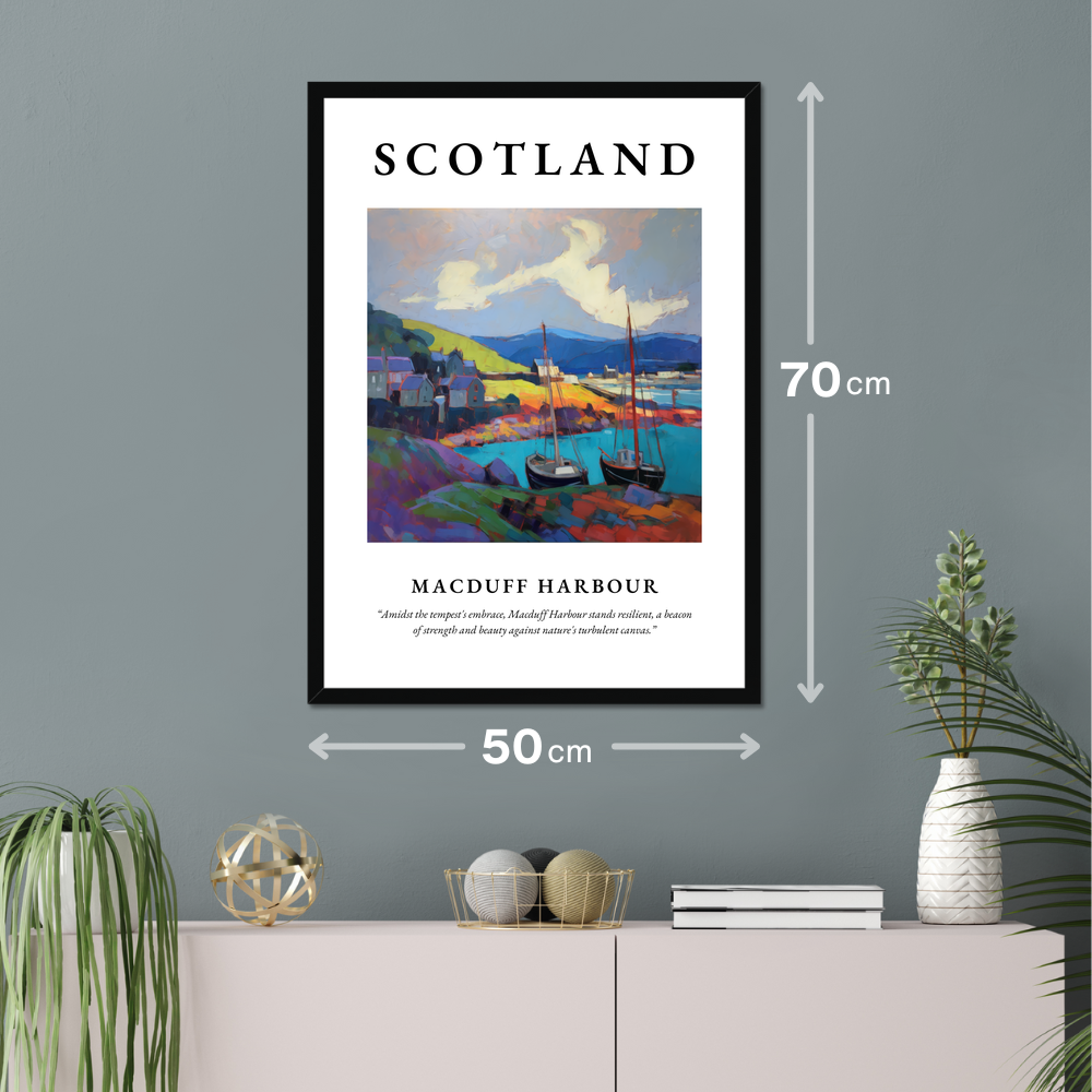 Poster of Macduff Harbour hanging on a wall