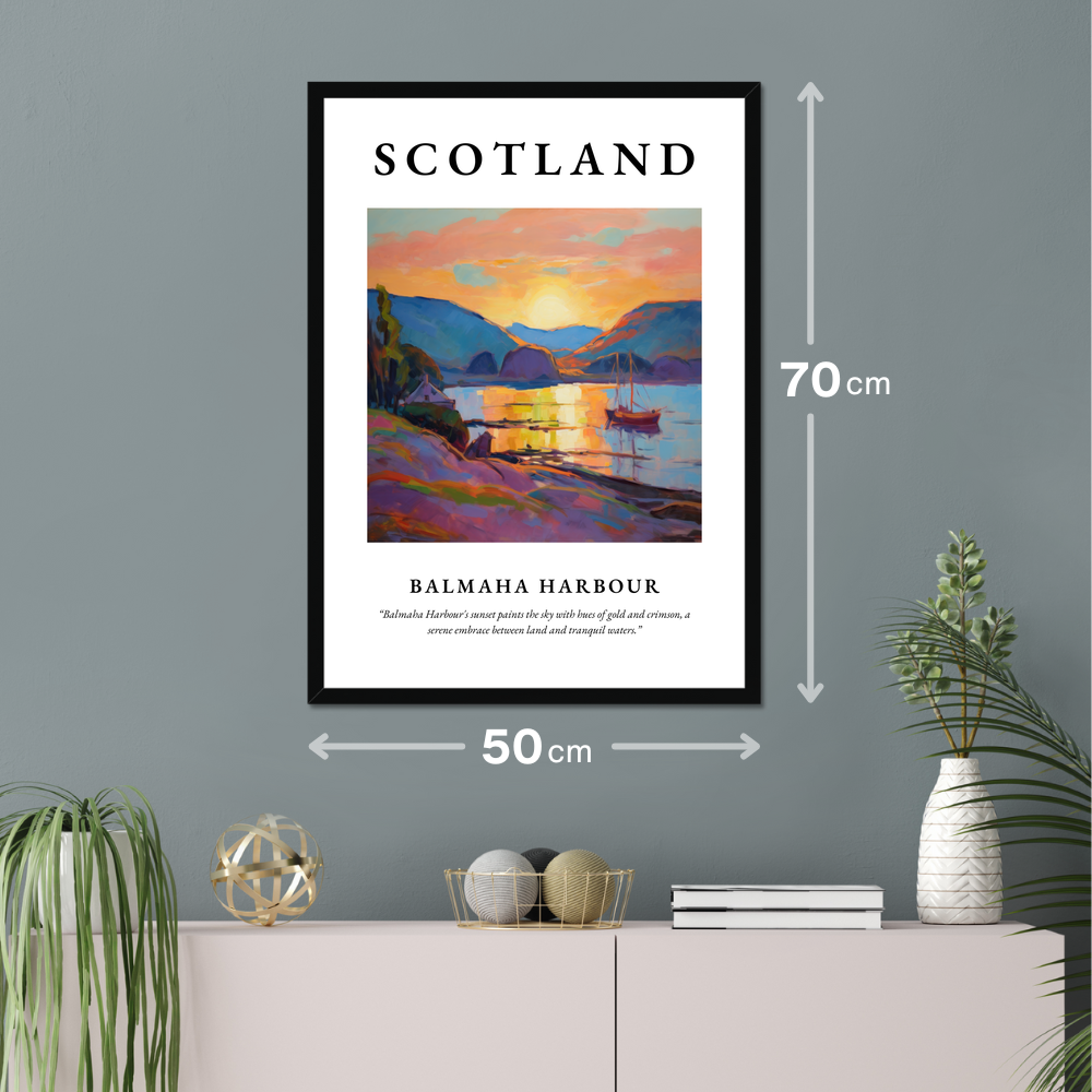 Poster of Balmaha Harbour hanging on a wall