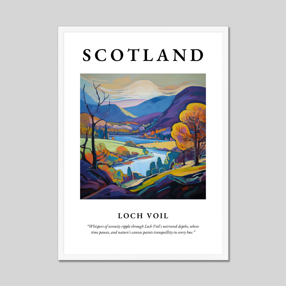 Poster in a white frame with the word Scotland