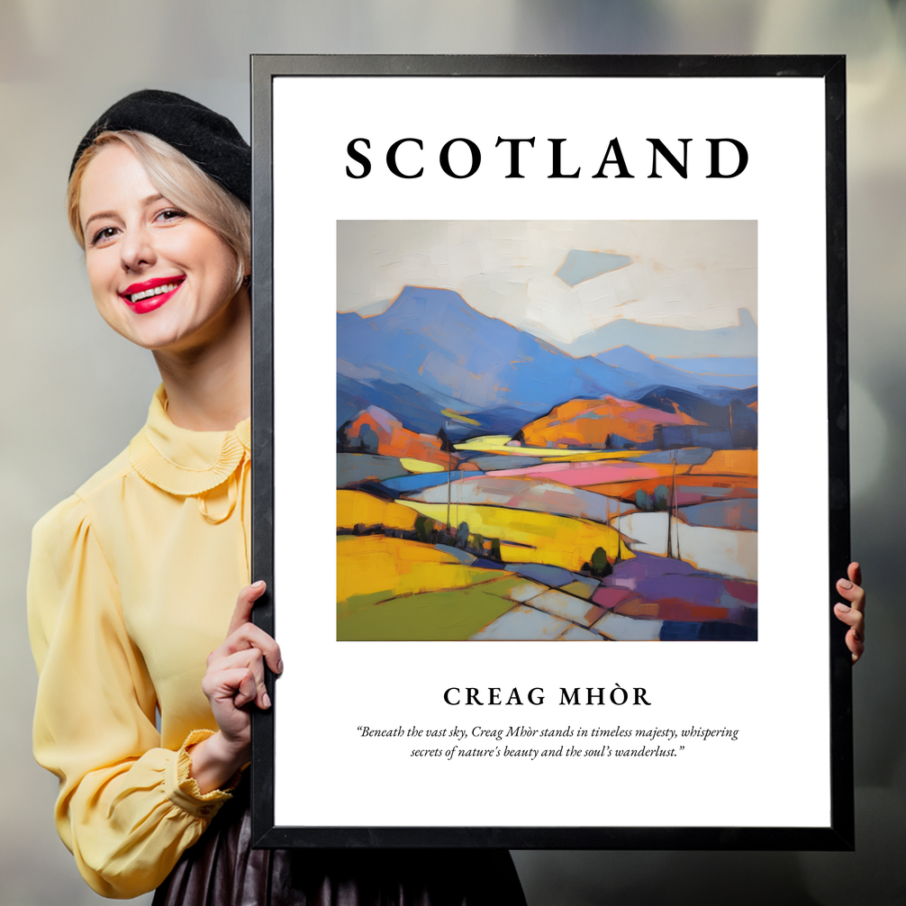 Person holding a poster of Creag Mhòr